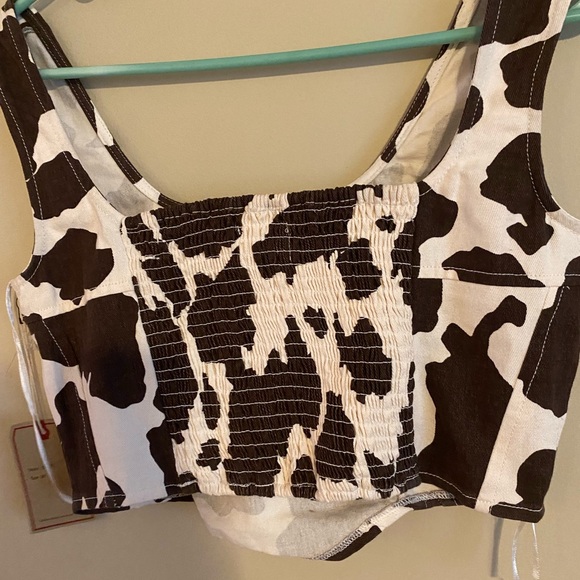 NWT Lone Star Cow Print Crop Top - Picture 3 of 5